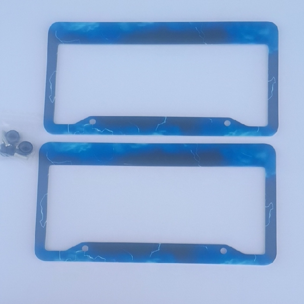 Blue Lightning License Plate Frames